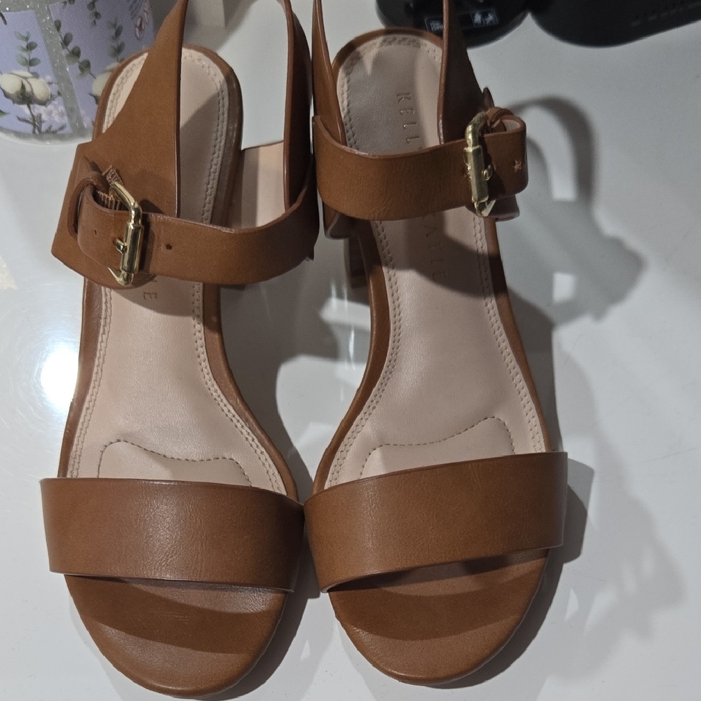 Kelly & Katie Tan Sandals with Gold Accent